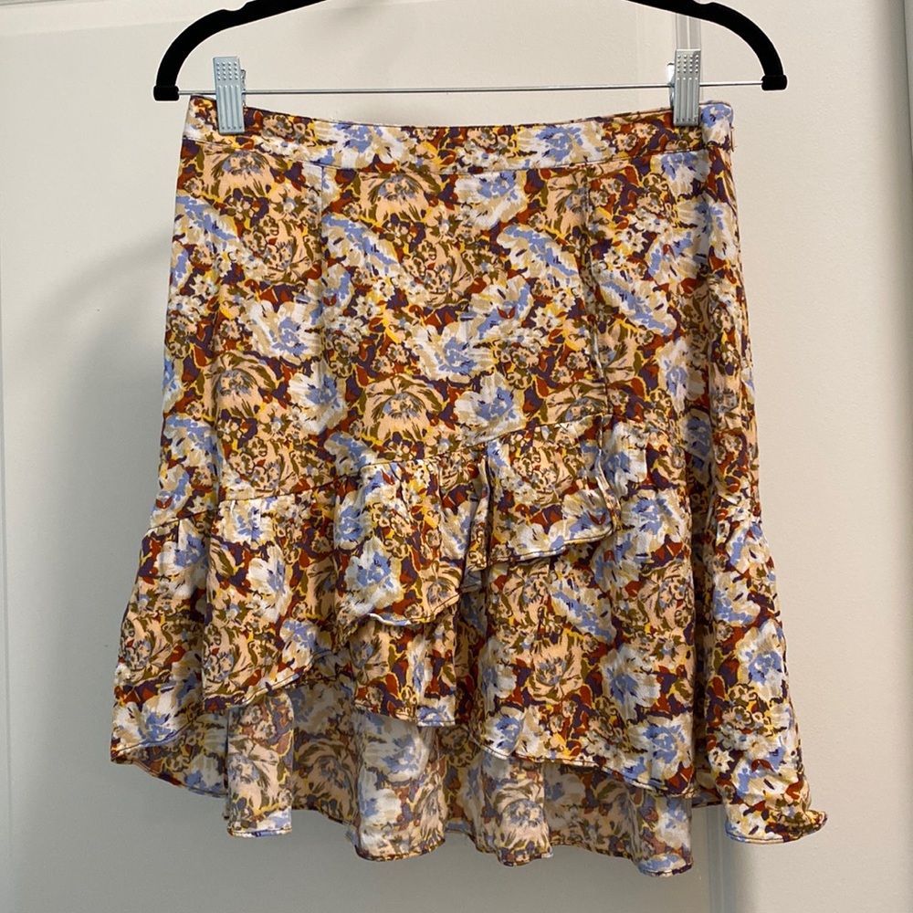 Free People Floral Ruffle Mini Skirt